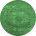 Round Oriental Emerald Green Industrial Rug, urb2585emgrn