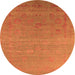 Round Machine Washable Oriental Orange Industrial Area Rugs, wshurb2586org