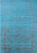 Machine Washable Oriental Light Blue Industrial Rug, wshurb2586lblu