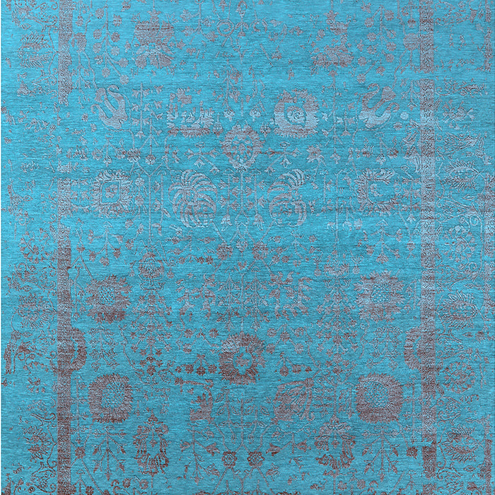 Machine Washable Oriental Light Blue Industrial Rug, wshurb2586lblu