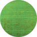 Round Machine Washable Oriental Green Industrial Area Rugs, wshurb2586grn