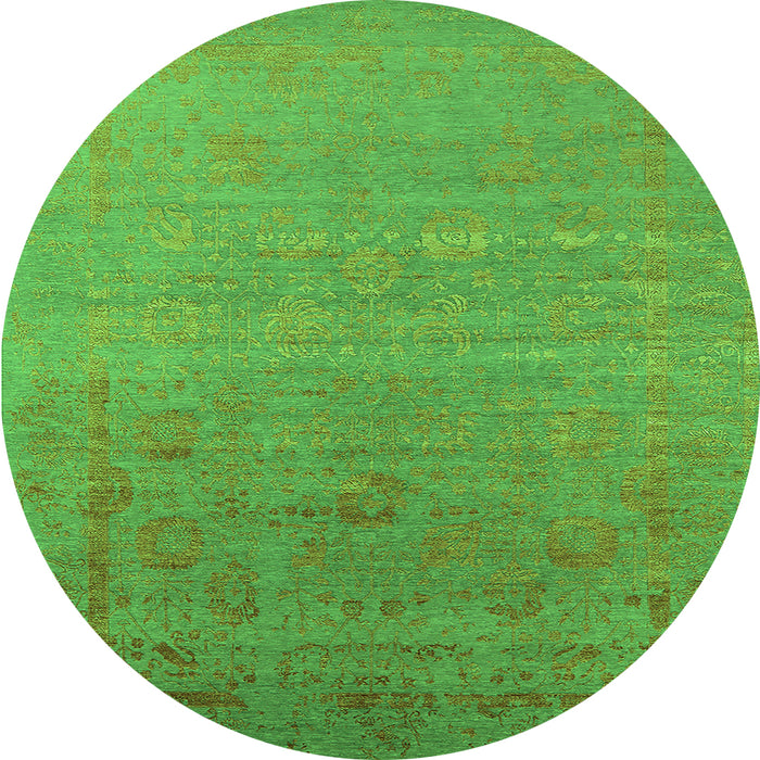 Round Oriental Green Industrial Rug, urb2586grn