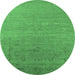 Round Machine Washable Oriental Emerald Green Industrial Area Rugs, wshurb2586emgrn