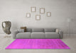 Machine Washable Oriental Pink Industrial Rug in a Living Room, wshurb2586pnk