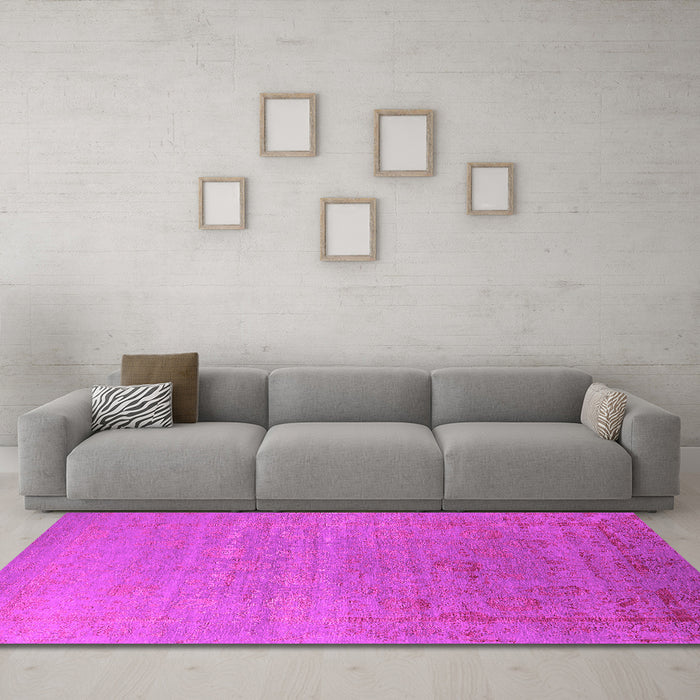 Machine Washable Oriental Pink Industrial Rug in a Living Room, wshurb2586pnk