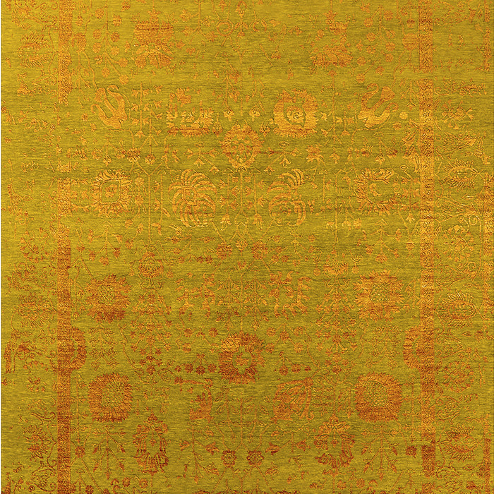 Machine Washable Oriental Yellow Industrial Rug, wshurb2586yw