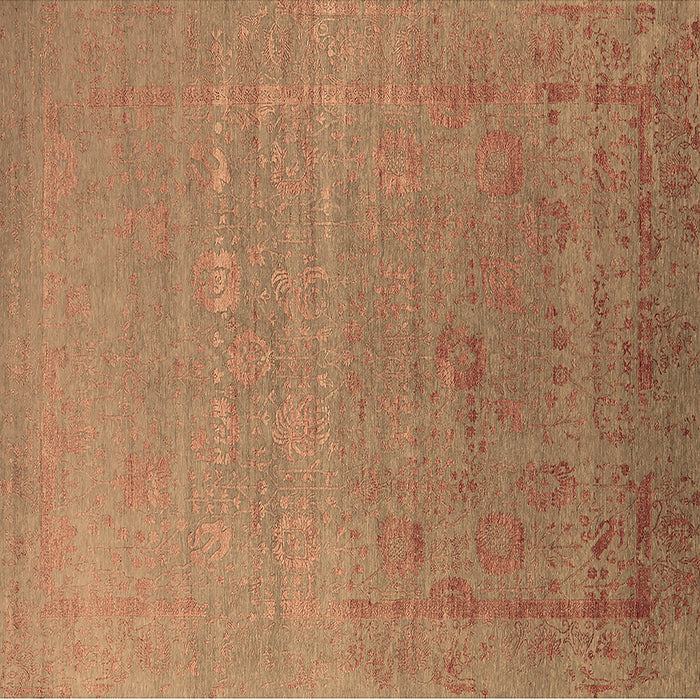 Square Machine Washable Oriental Brown Industrial Rug, wshurb2586brn