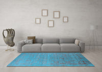 Machine Washable Oriental Light Blue Industrial Rug, wshurb2586lblu