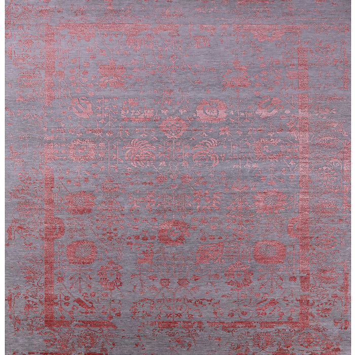 Square Mid-Century Modern Tulip Pink Oriental Rug, urb2586