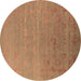 Round Oriental Brown Industrial Rug, urb2586brn