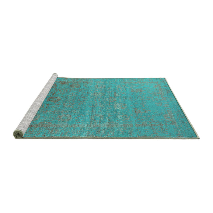 Sideview of Machine Washable Oriental Turquoise Industrial Area Rugs, wshurb2586turq