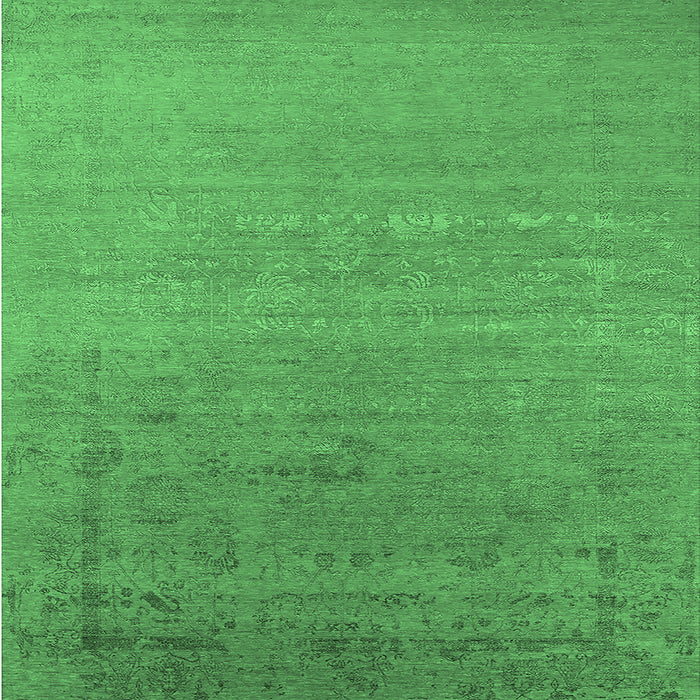 Square Machine Washable Oriental Emerald Green Industrial Area Rugs, wshurb2586emgrn