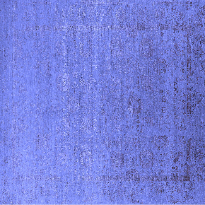 Square Machine Washable Oriental Blue Industrial Rug, wshurb2586blu