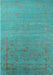 Machine Washable Oriental Turquoise Industrial Area Rugs, wshurb2586turq
