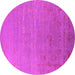 Round Machine Washable Oriental Pink Industrial Rug, wshurb2586pnk
