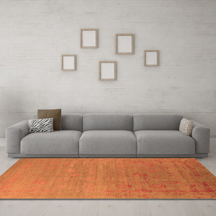 Machine Washable Oriental Orange Industrial Area Rugs in a Living Room, wshurb2586org