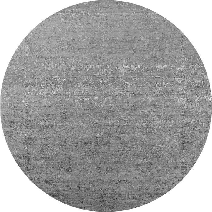 Round Oriental Gray Industrial Rug, urb2586gry