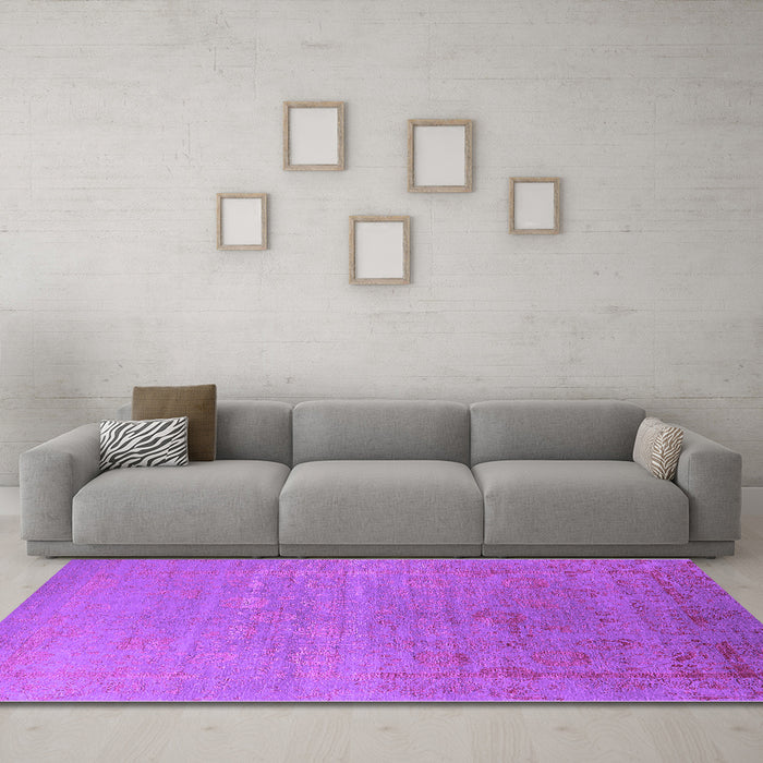 Machine Washable Oriental Purple Industrial Area Rugs in a Living Room, wshurb2586pur