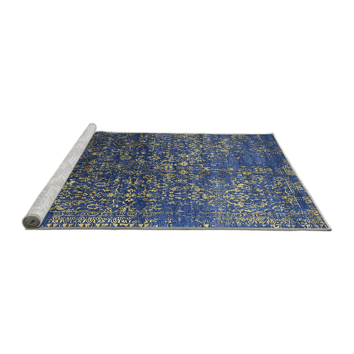 Sideview of Machine Washable Industrial Modern Denim Dark Blue Rug, wshurb2587