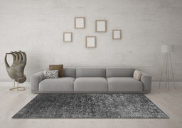 Machine Washable Oriental Gray Industrial Rug in a Living Room,, wshurb2587gry
