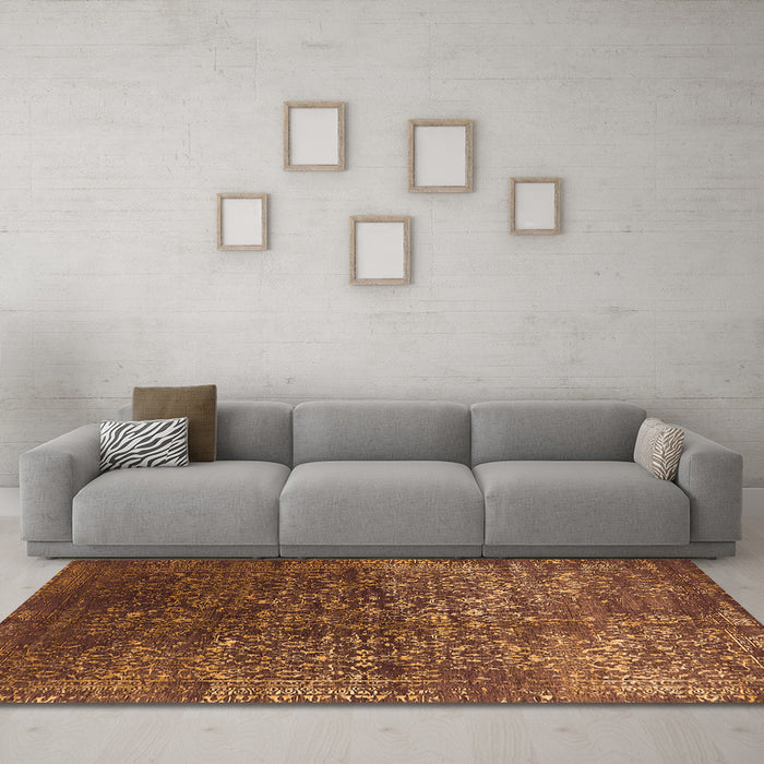 Machine Washable Oriental Orange Industrial Area Rugs in a Living Room, wshurb2587org