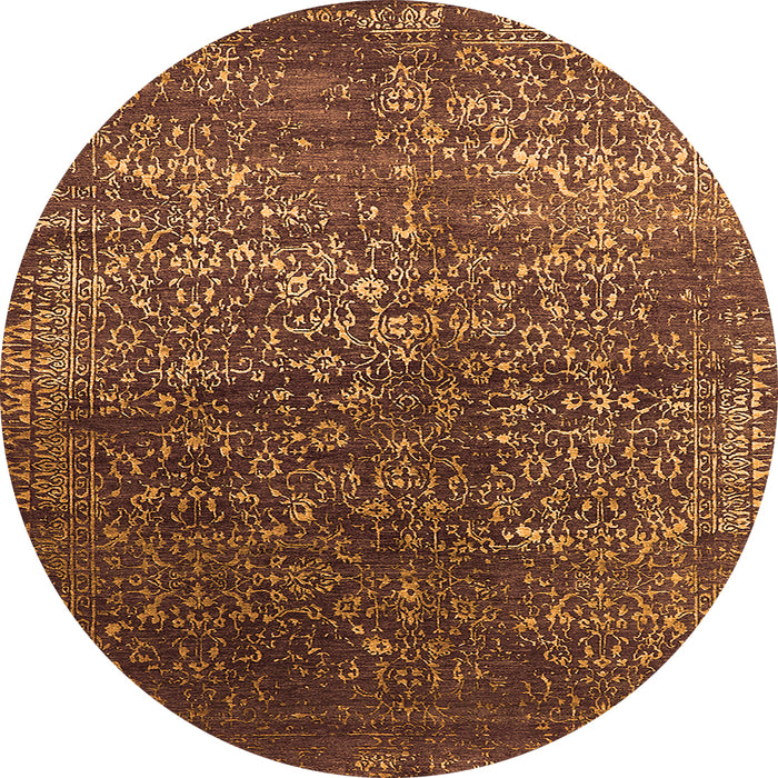 Round Oriental Orange Industrial Rug, urb2587org