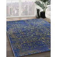 Mid-Century Modern Denim Dark Blue Oriental Rug, urb2587