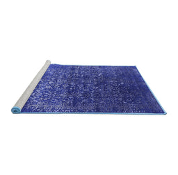 Sideview of Machine Washable Oriental Blue Industrial Rug, wshurb2587blu