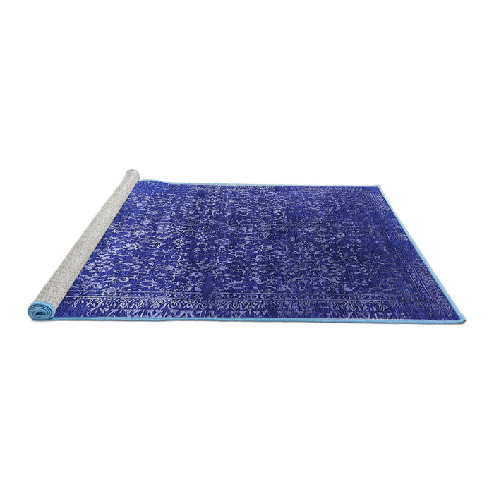 Sideview of Machine Washable Oriental Blue Industrial Rug, wshurb2587blu