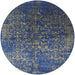 Round Machine Washable Industrial Modern Denim Dark Blue Rug, wshurb2587