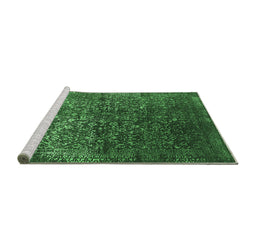 Sideview of Machine Washable Oriental Emerald Green Industrial Area Rugs, wshurb2587emgrn