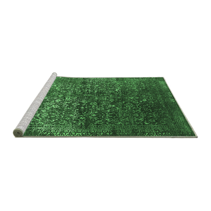 Sideview of Machine Washable Oriental Emerald Green Industrial Area Rugs, wshurb2587emgrn