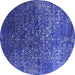 Round Oriental Blue Industrial Rug, urb2587blu