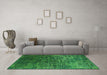 Machine Washable Oriental Green Industrial Area Rugs in a Living Room,, wshurb2587grn