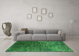 Machine Washable Oriental Green Industrial Area Rugs in a Living Room,, wshurb2587grn
