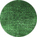 Round Oriental Emerald Green Industrial Rug, urb2587emgrn