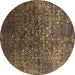 Round Oriental Brown Industrial Rug, urb2587brn