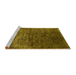 Sideview of Machine Washable Oriental Yellow Industrial Rug, wshurb2587yw