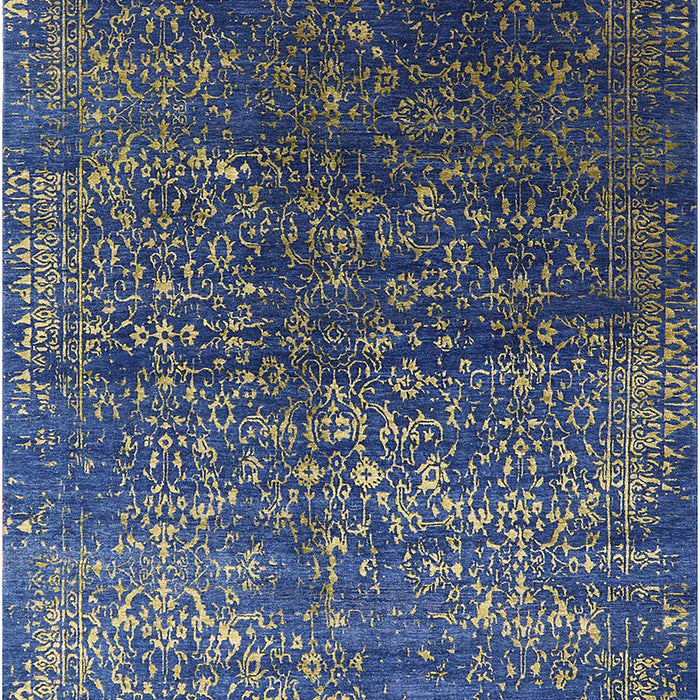 Mid-Century Modern Denim Dark Blue Oriental Rug, urb2587