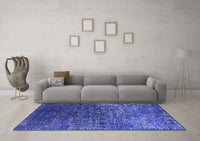 Machine Washable Oriental Blue Industrial Rug, wshurb2587blu