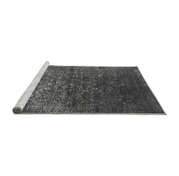 Sideview of Machine Washable Oriental Gray Industrial Rug, wshurb2587gry