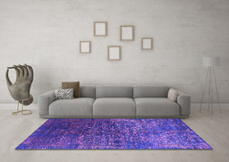 Machine Washable Oriental Purple Industrial Area Rugs in a Living Room, wshurb2587pur