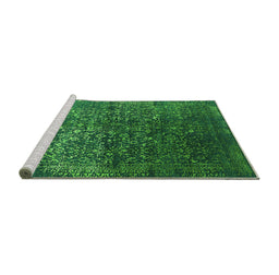 Sideview of Machine Washable Oriental Green Industrial Area Rugs, wshurb2587grn