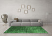 Machine Washable Oriental Emerald Green Industrial Area Rugs in a Living Room,, wshurb2587emgrn