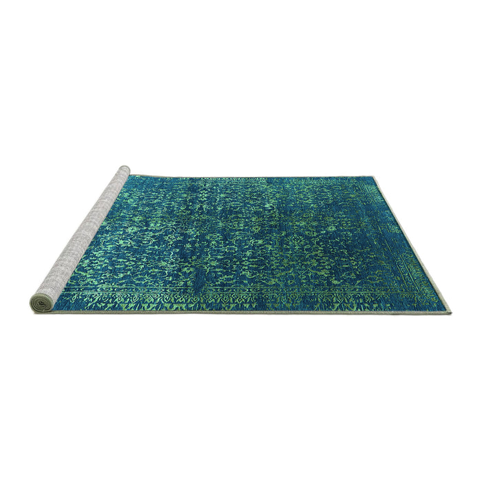 Sideview of Machine Washable Oriental Turquoise Industrial Area Rugs, wshurb2587turq