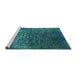 Sideview of Machine Washable Oriental Turquoise Industrial Area Rugs, wshurb2587turq