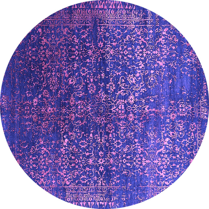 Round Machine Washable Oriental Purple Industrial Area Rugs, wshurb2587pur