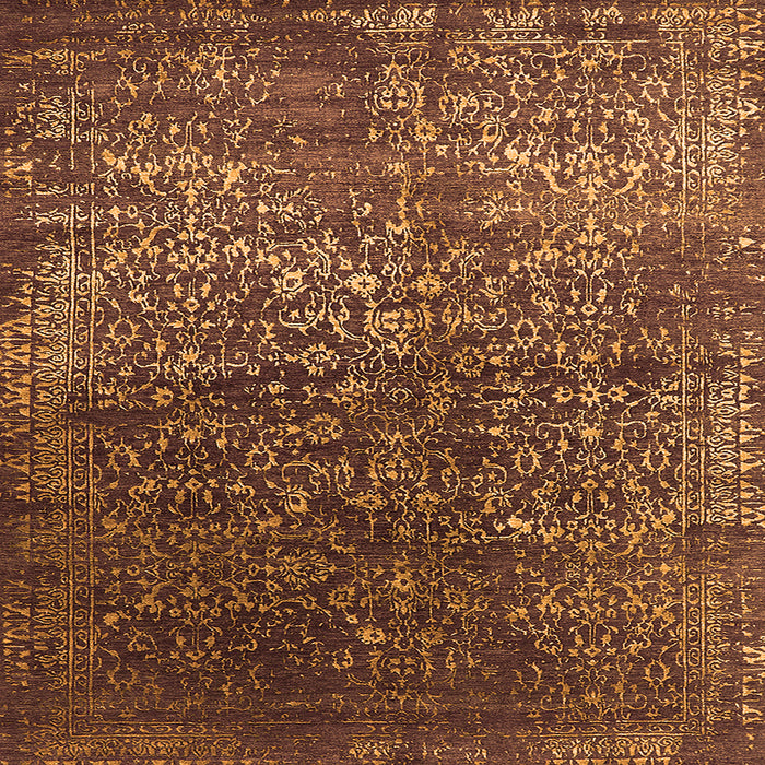 Square Oriental Orange Industrial Rug, urb2587org