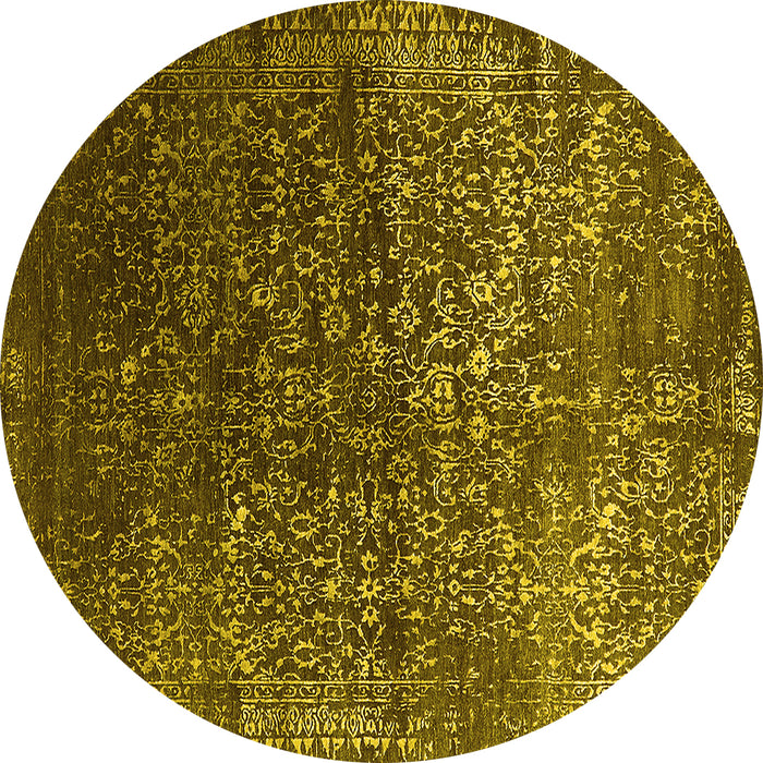 Round Oriental Yellow Industrial Rug, urb2587yw