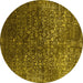 Round Oriental Yellow Industrial Rug, urb2587yw